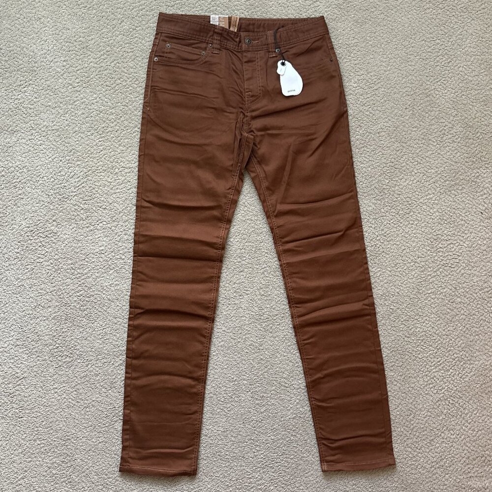 prAna Bridger Jean 30x34 Slim Straight Organic Cotton Stretch Sepia Brown NWT